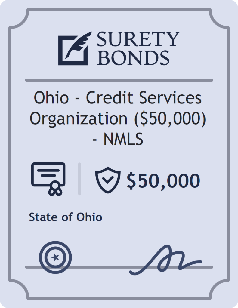 Surety bond badge for Ohio - Credit Services Organization ($50,000) - NMLS