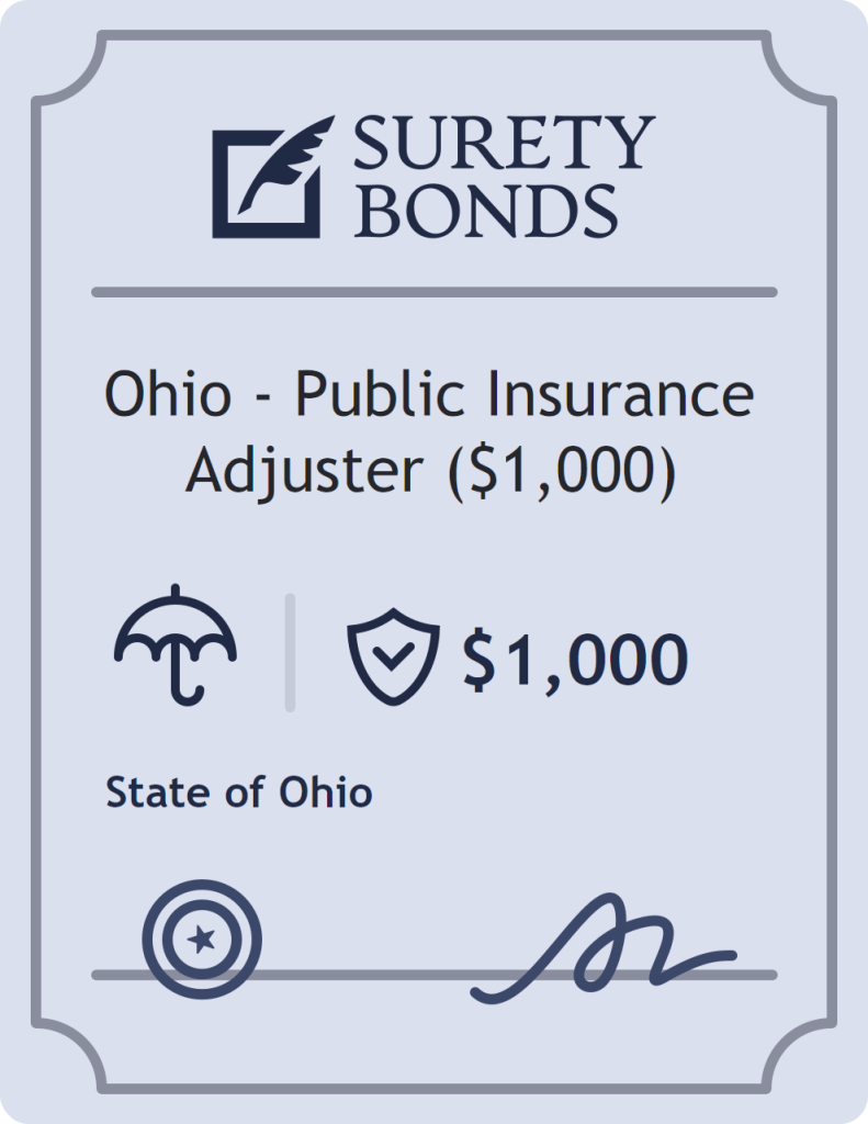 Surety bond badge for Ohio - Public Insurance Adjuster ($1,000)