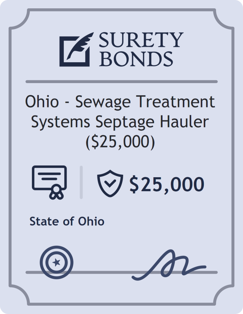 Surety bond badge for Ohio - Sewage Treatment Systems Septage Hauler ($25,000)