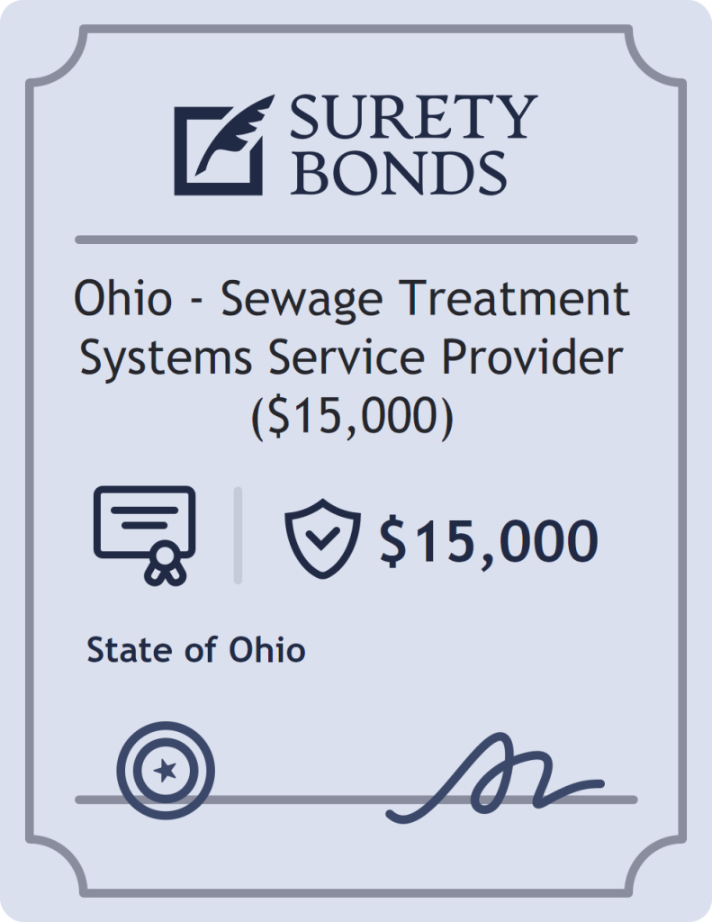Surety bond badge for Ohio - Sewage Treatment Systems Service Provider ($15,000)