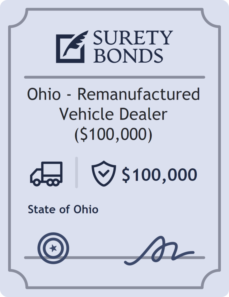 Surety bond badge for Ohio - Remanufactured Vehicle Dealer ($100,000)