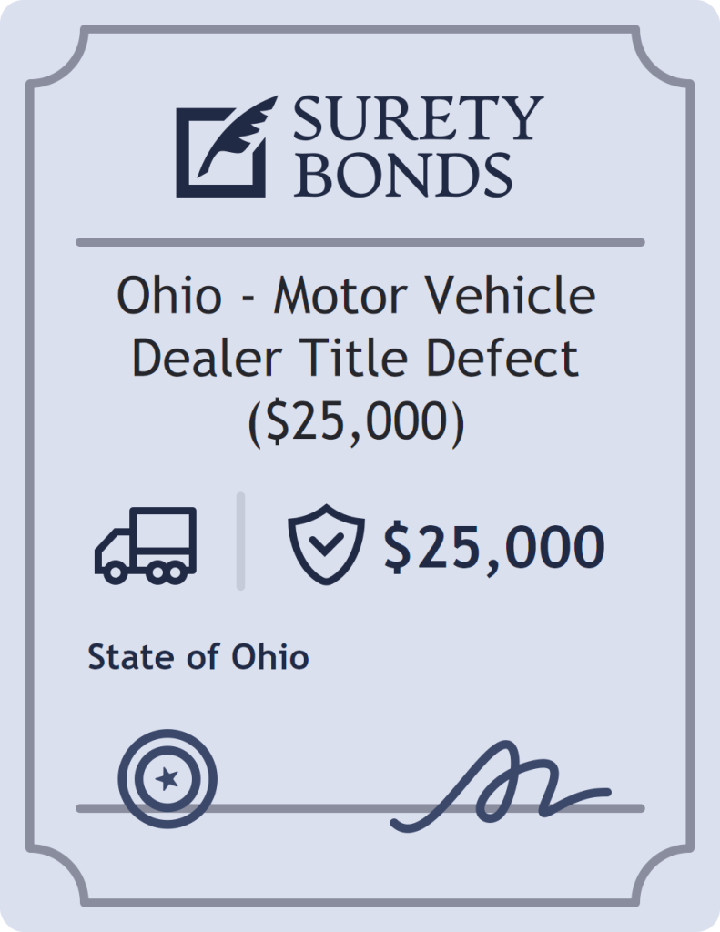 Surety bond badge for Ohio - Motor Vehicle Dealer Title Defect ($25,000)
