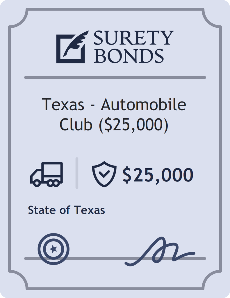Surety bond badge for Texas - Automobile Club ($25,000)