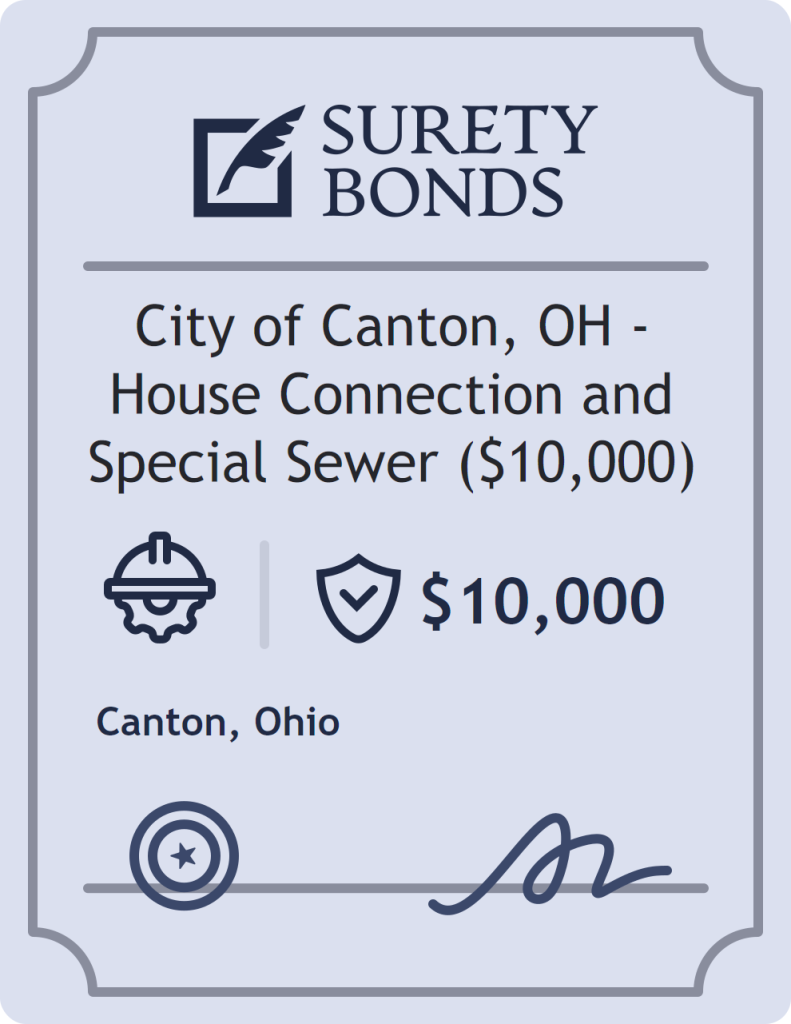 Surety bond badge for City of Canton, OH - House Connection and Special Sewer ($10,000)