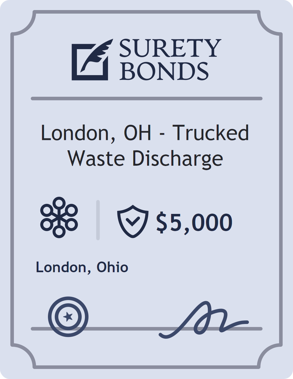 Surety bond badge for London, OH - Trucked Waste Discharge