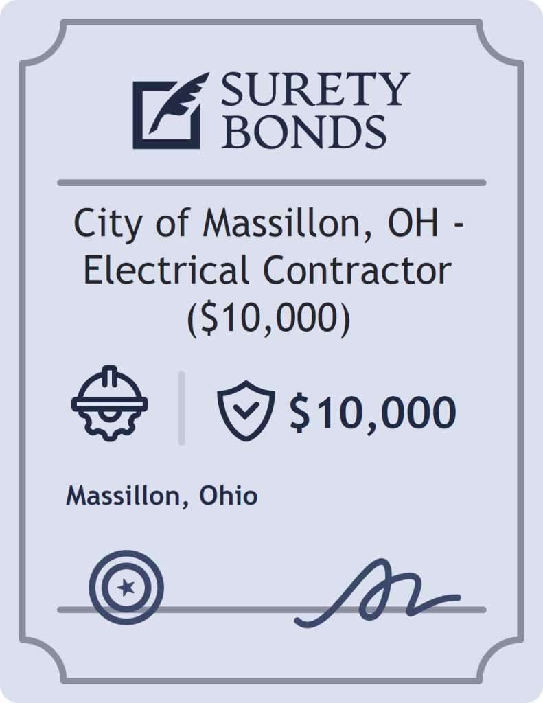 Surety bond badge for City of Massillon, OH - Electrical Contractor ($10,000)