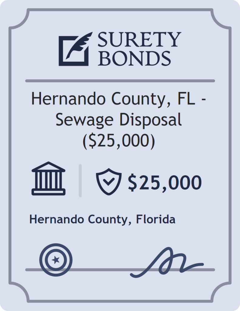 Surety bond badge for Hernando County, FL - Sewage Disposal ($25,000)