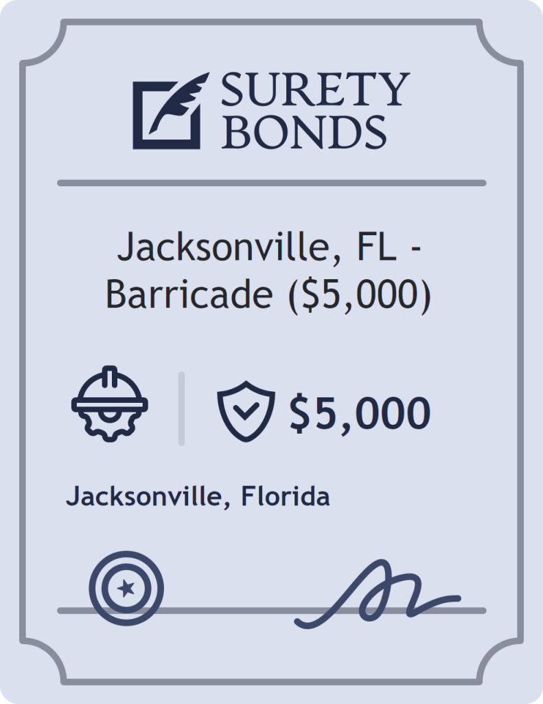 Surety bond badge for Jacksonville, FL - Barricade ($5,000)
