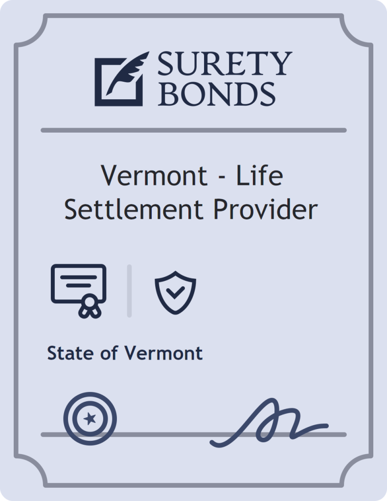 Surety bond badge for Vermont - Life Settlement Provider