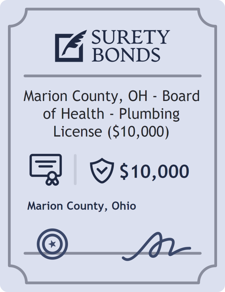 Surety bond badge for Marion County, OH - Board of Health - Plumbing License ($10,000)