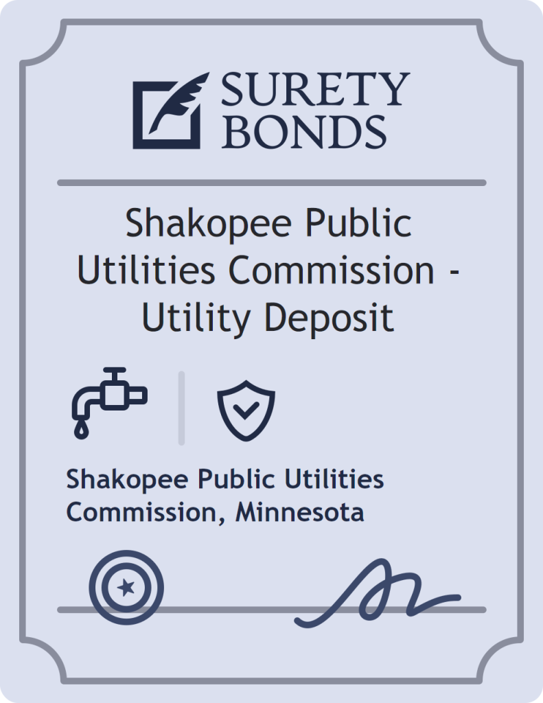 Surety bond badge for Shakopee Public Utilities Commission - Utility Deposit