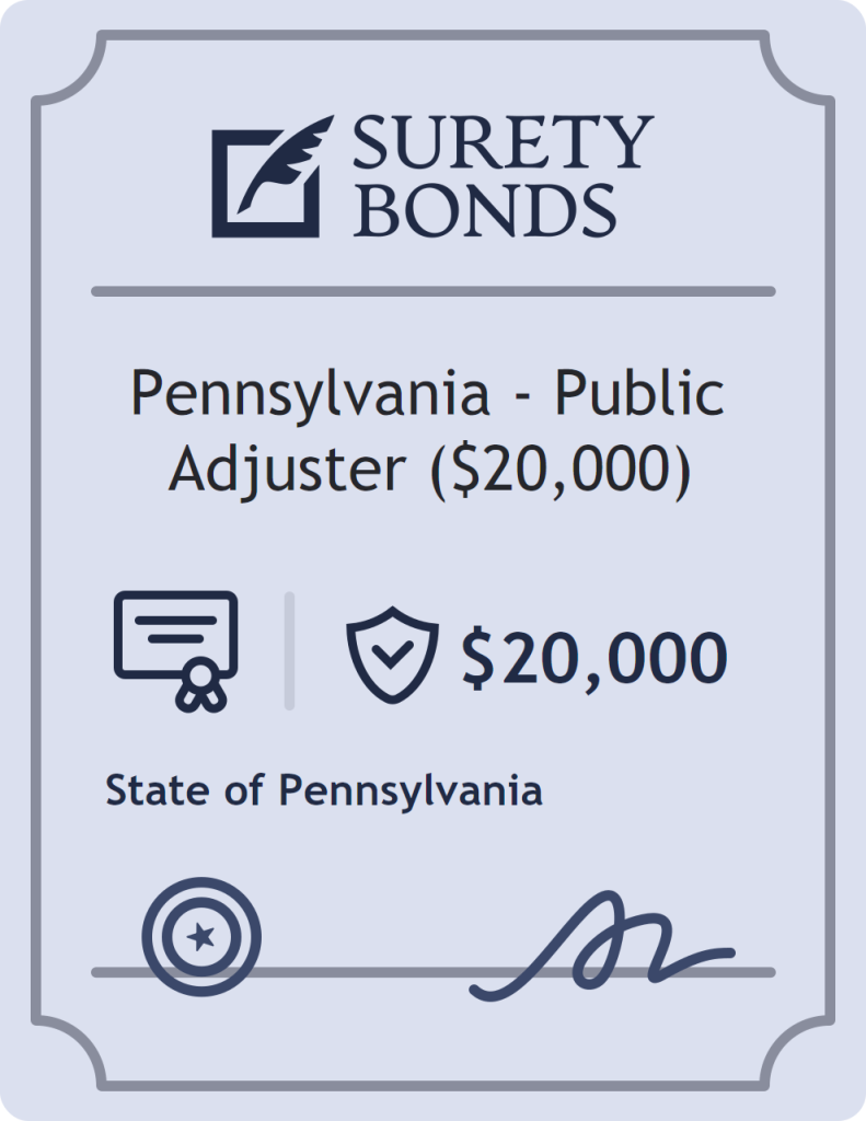 Surety bond badge for Pennsylvania - Public Adjuster ($20,000)
