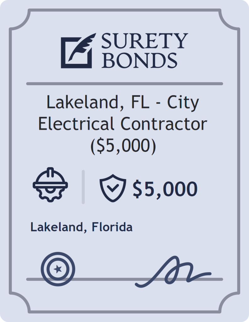 Surety bond badge for Lakeland, FL - City Electrical Contractor ($5,000)
