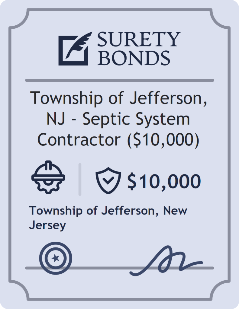 Surety bond badge for Township of Jefferson, NJ - Septic System Contractor ($10,000)