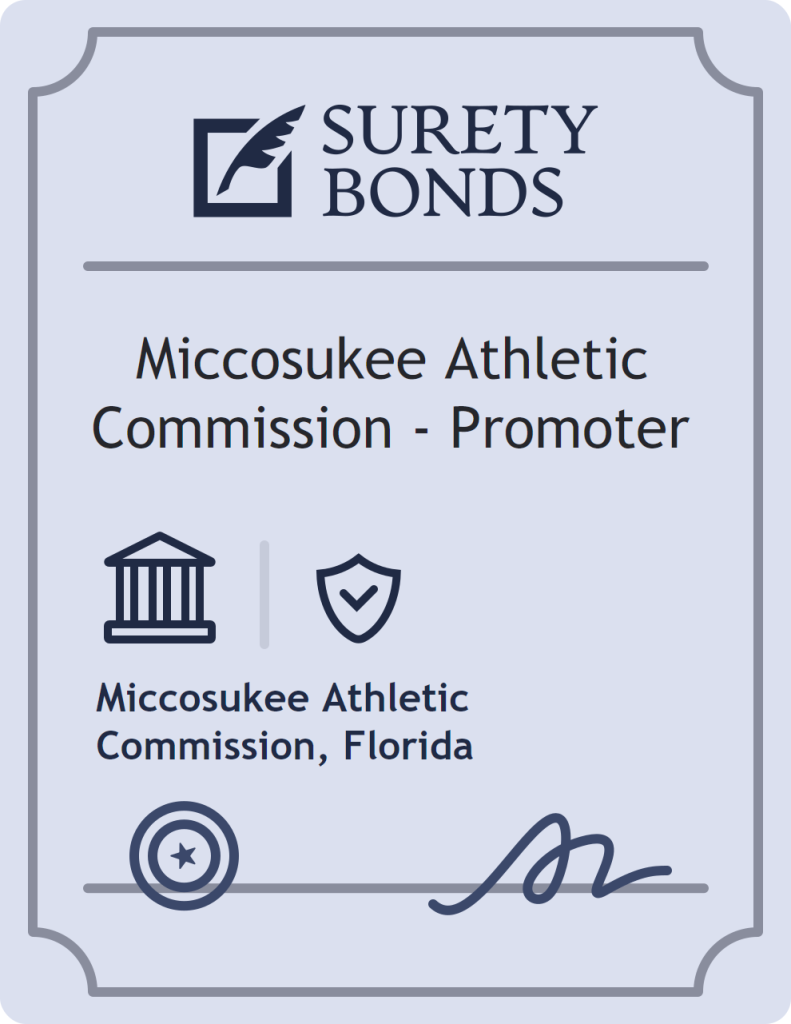 Surety bond badge for Miccosukee Athletic Commission - Promoter