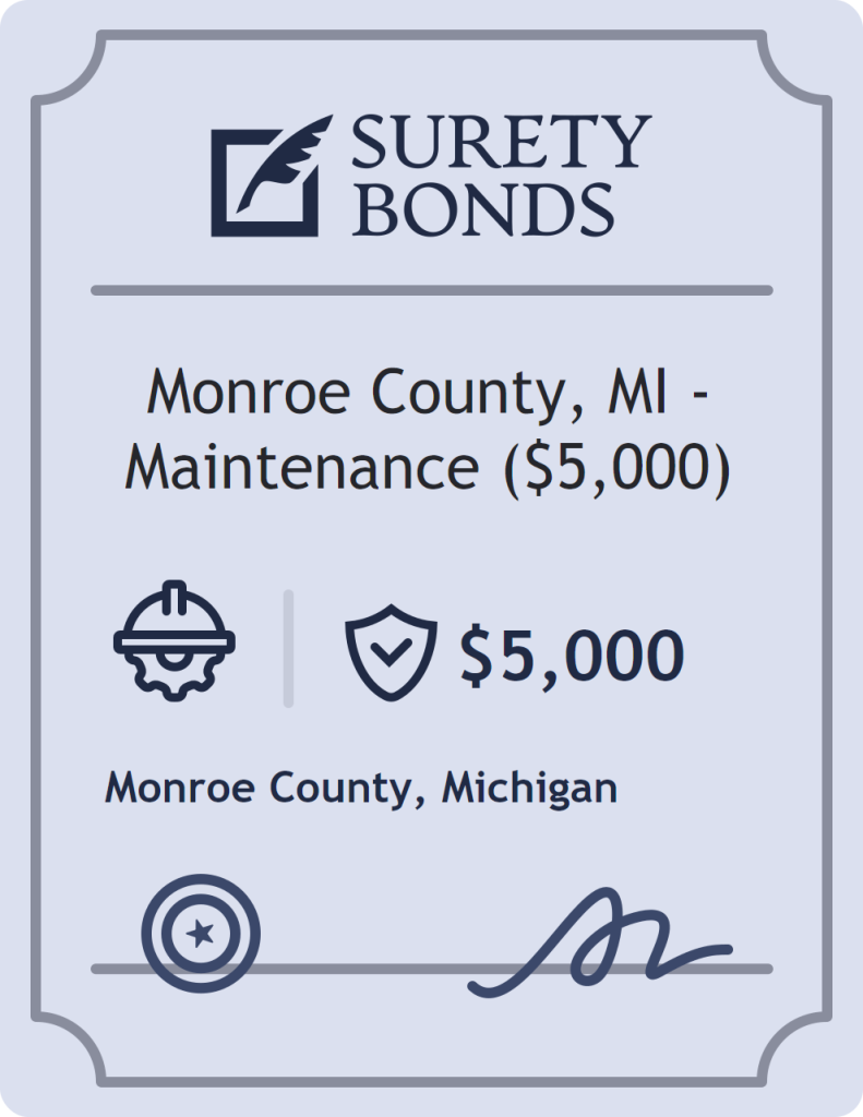 Surety bond badge for Monroe County, MI - Maintenance ($5,000)