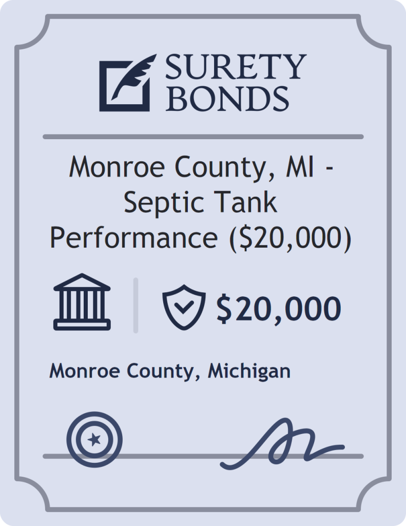 Surety bond badge for Monroe County, MI - Septic Tank Performance ($20,000)