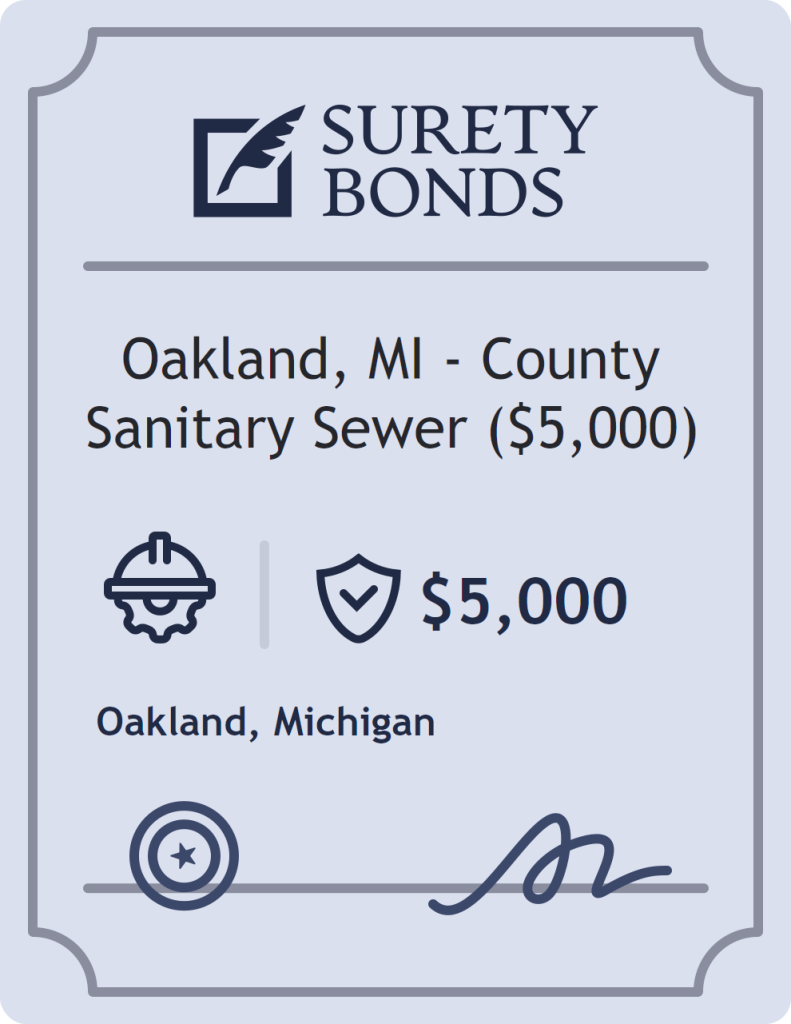 Surety bond badge for Oakland, MI - County Sanitary Sewer ($5,000)