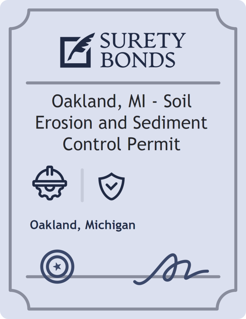 Surety bond badge for Oakland, MI - Soil Erosion and Sediment Control Permit