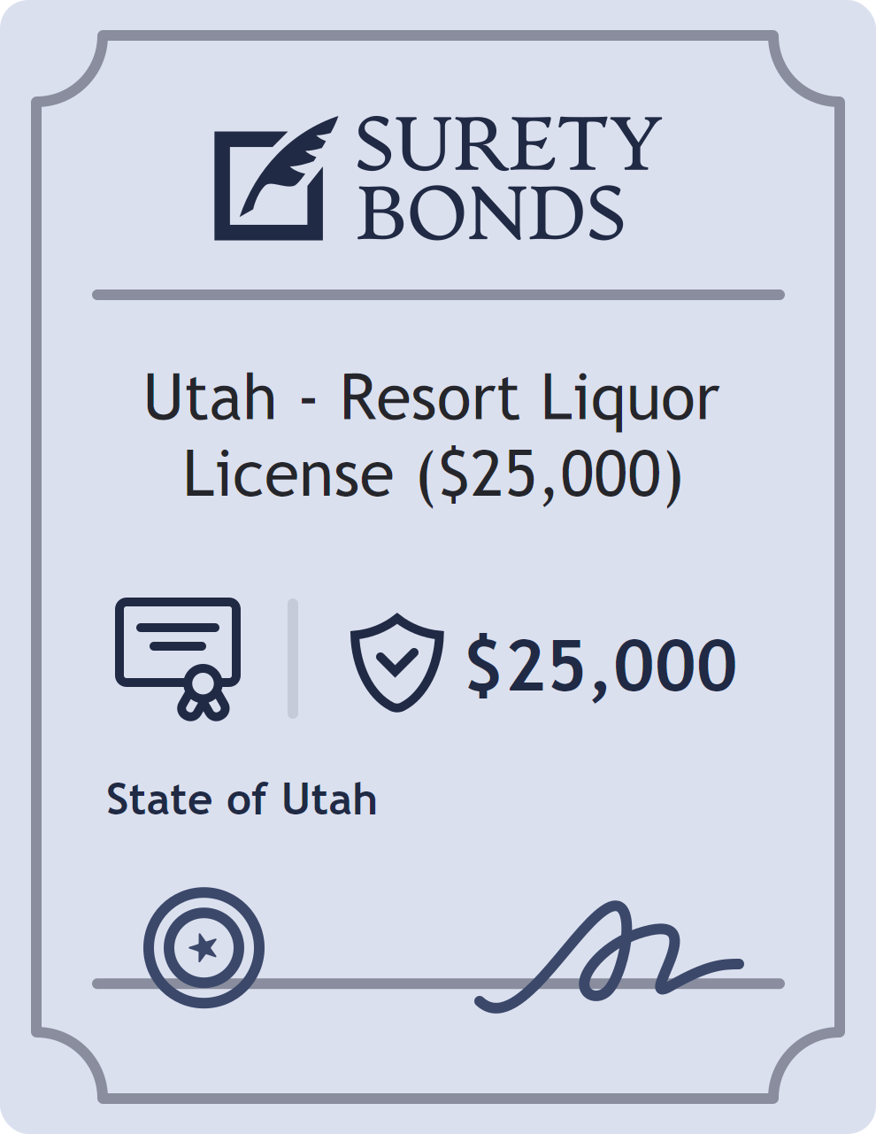 Surety bond badge for Utah - Resort Liquor License ($25,000)