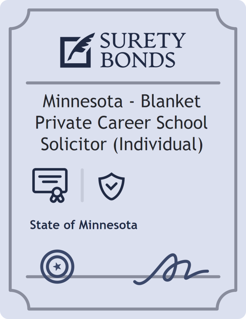 Surety bond badge for Minnesota - Blanket Private Career School Solicitor (Individual)