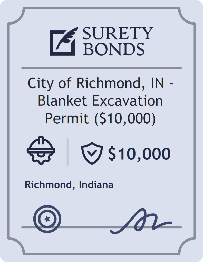 Surety bond badge for City of Richmond, IN - Blanket Excavation Permit ($10,000)