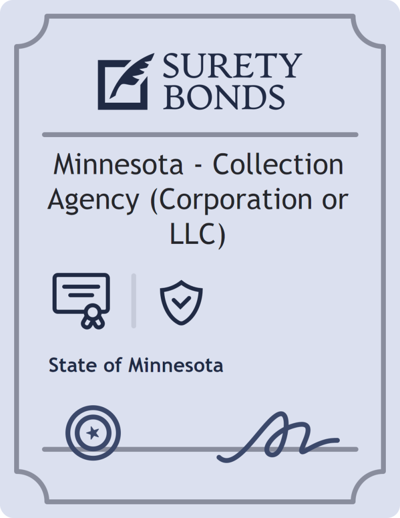 Surety bond badge for Minnesota - Collection Agency (Corporation or LLC)