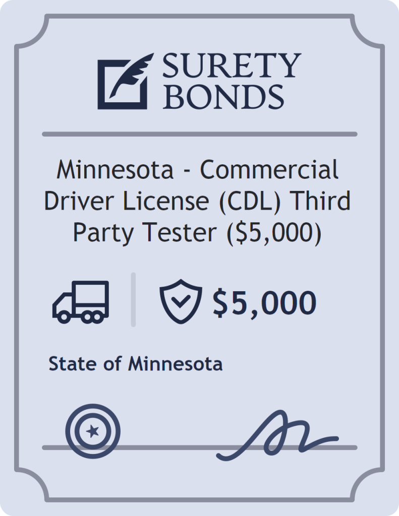 Surety bond badge for Minnesota - Commercial Driver License (CDL) Third Party Tester ($5,000)