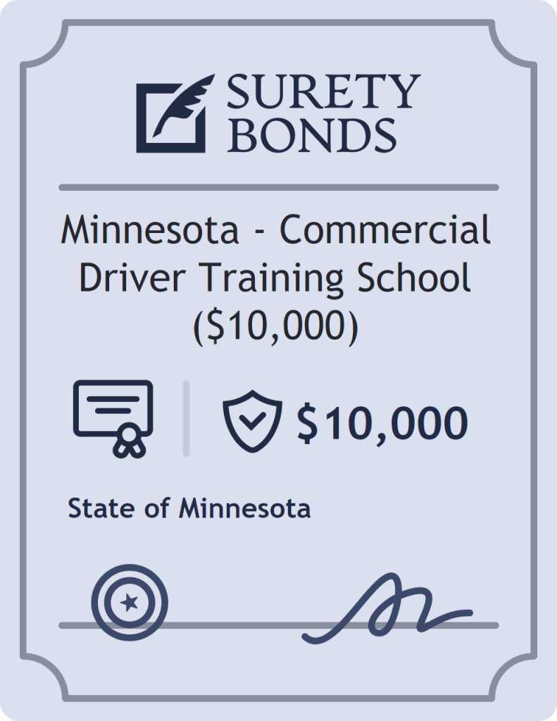 Surety bond badge for Minnesota - Commercial Driver Training School ($10,000)