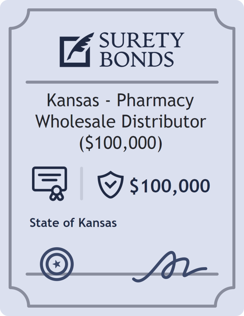 Surety bond badge for Kansas - Pharmacy Wholesale Distributor ($100,000)