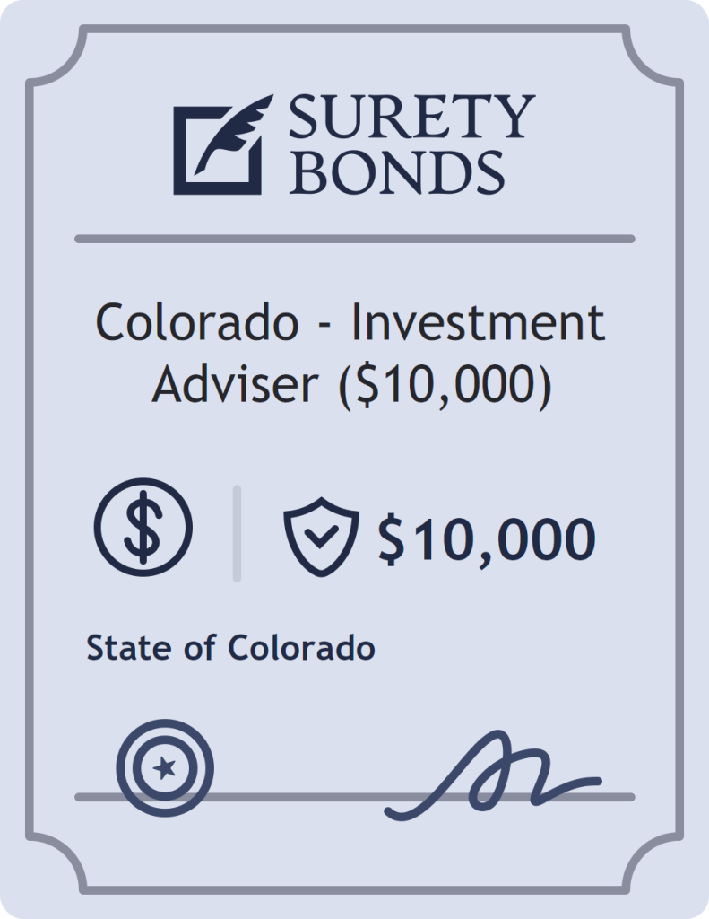 Surety bond badge for Colorado - Investment Adviser ($10,000)