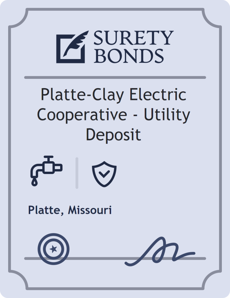 Surety bond badge for Platte-Clay Electric Cooperative - Utility Deposit