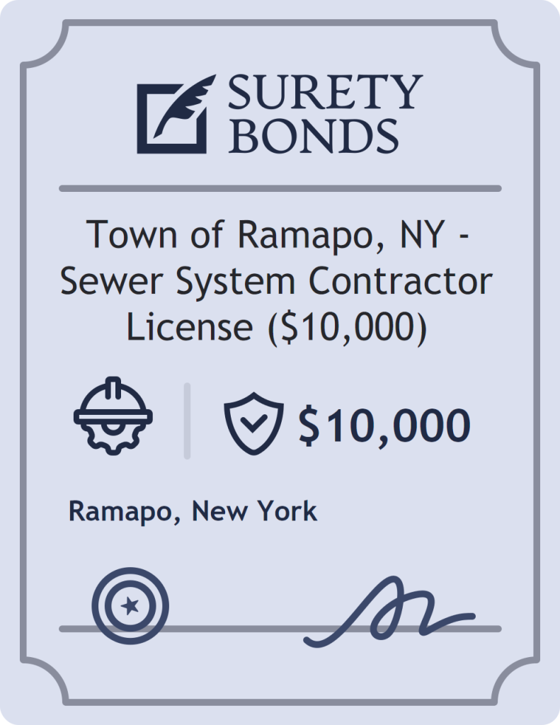 Surety bond badge for Town of Ramapo, NY - Sewer System Contractor License ($10,000)