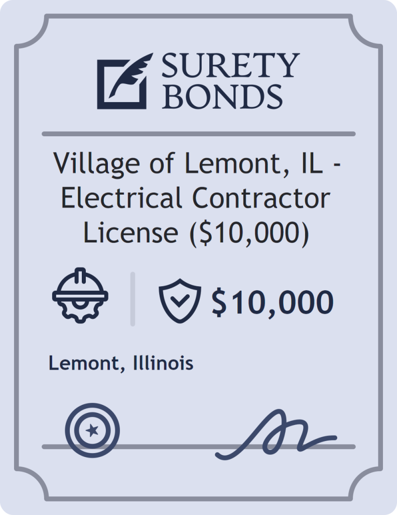Surety bond badge for Village of Lemont, IL - Electrical Contractor License ($10,000)