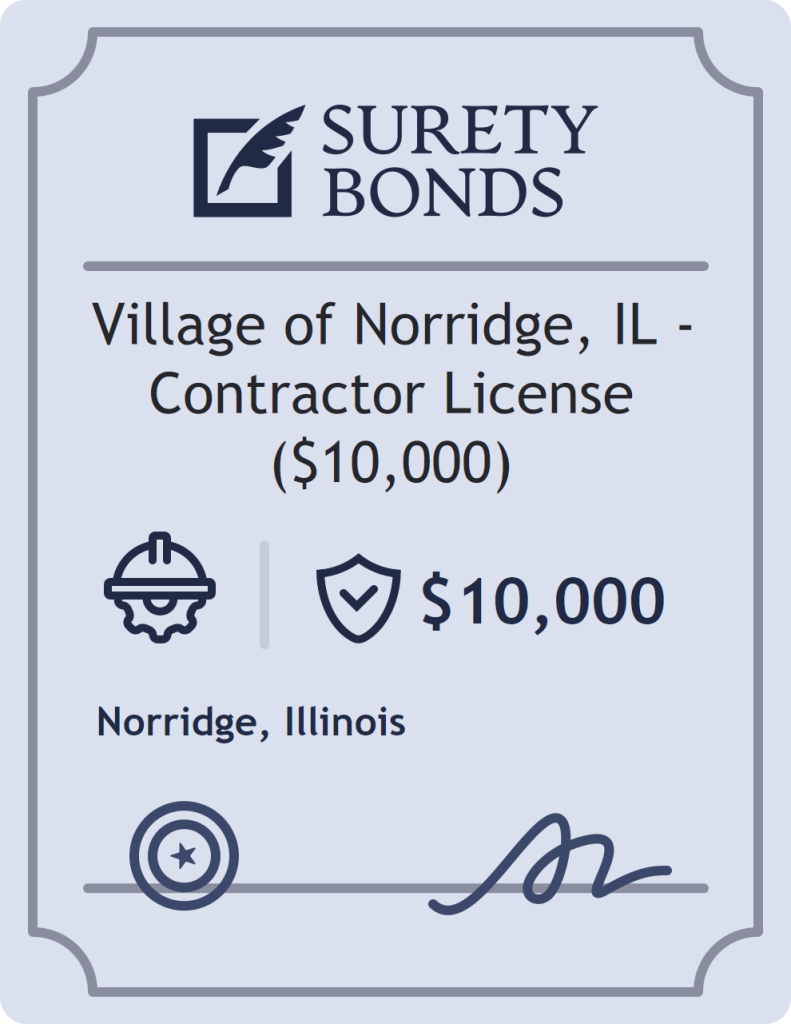 Surety bond badge for Village of Norridge, IL - Contractor License ($10,000)