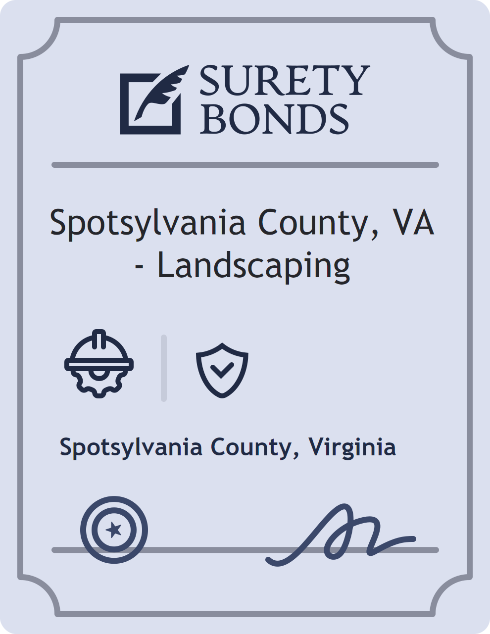 Surety bond badge for Spotsylvania County, VA - Landscaping