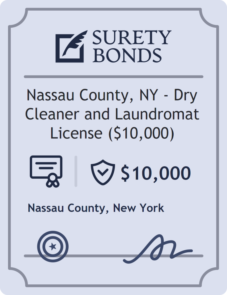 Surety bond badge for Nassau County, NY - Dry Cleaner and Laundromat License ($10,000)