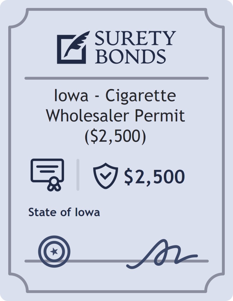 Surety bond badge for Iowa - Cigarette Wholesaler Permit ($2,500)
