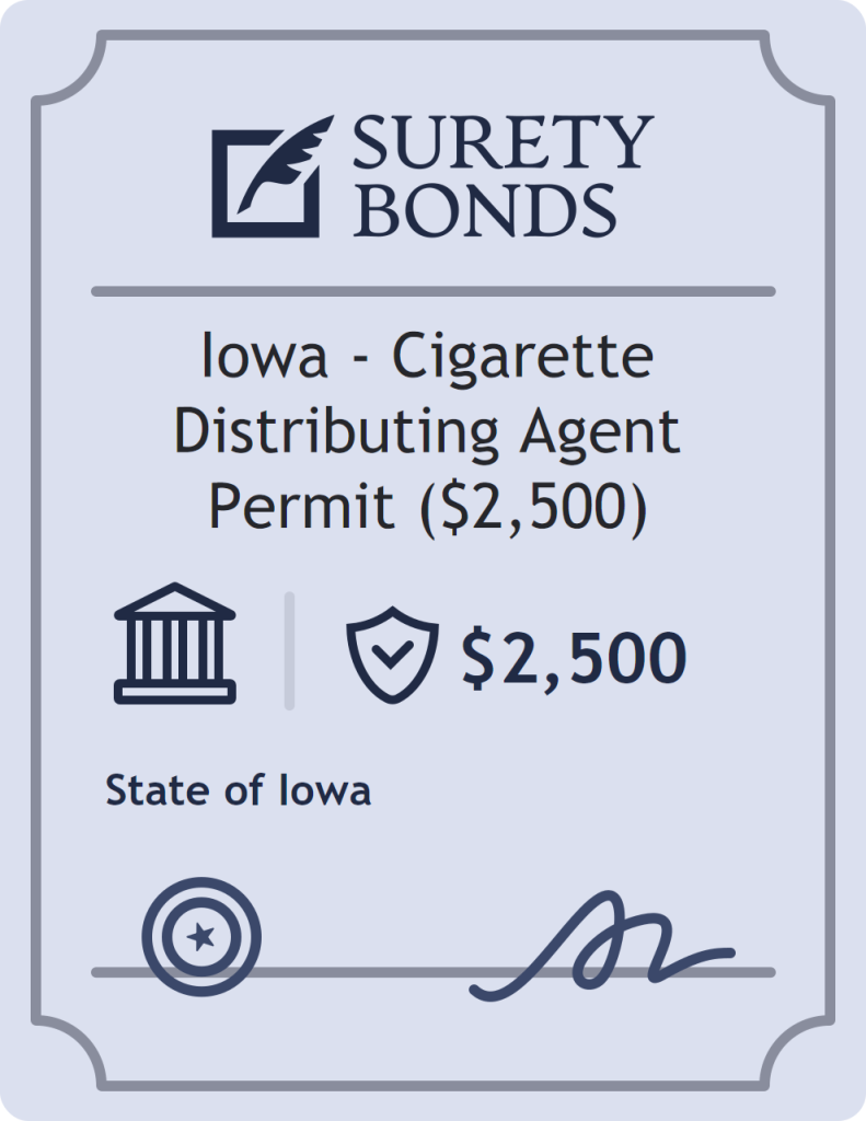 Surety bond badge for Iowa - Cigarette Distributing Agent Permit ($2,500)