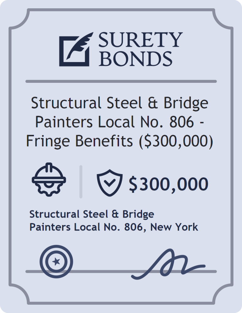 Surety bond badge for Structural Steel & Bridge Painters Local No. 806 - Fringe Benefits ($300,000)