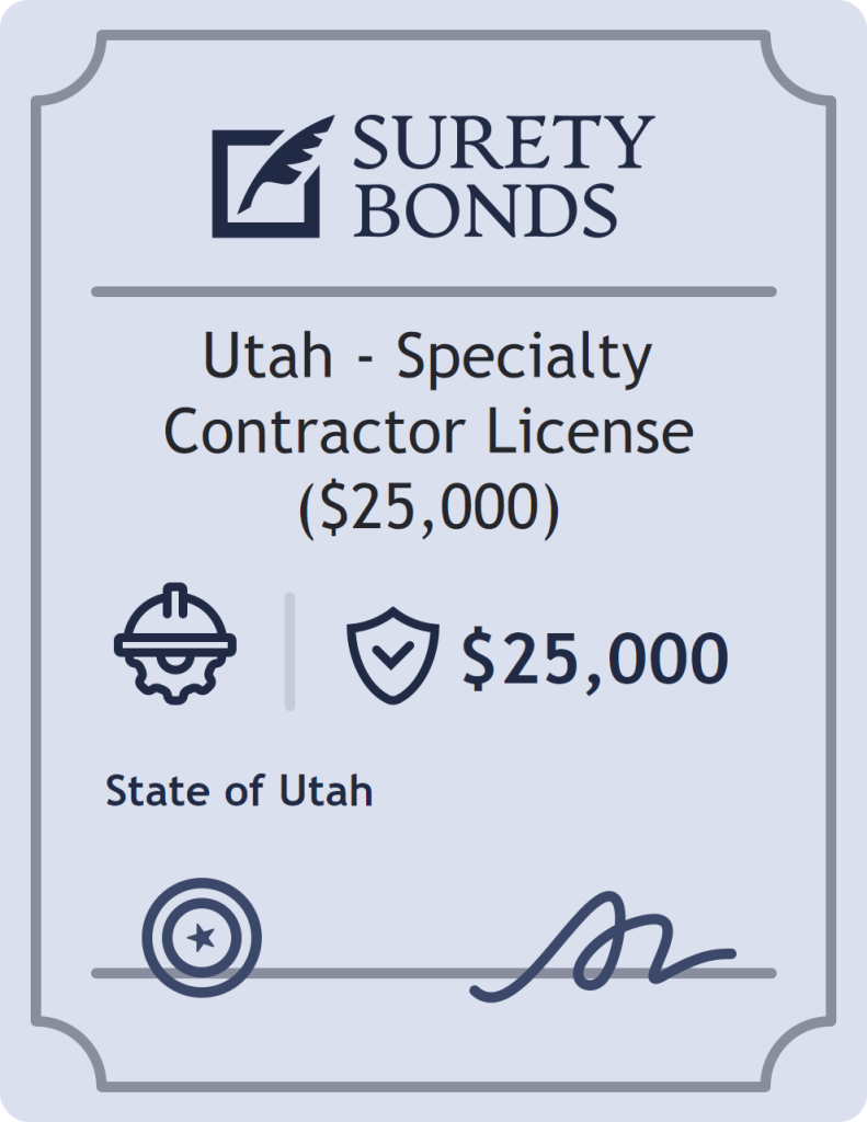 Surety bond badge for Utah - Specialty Contractor License ($25,000)