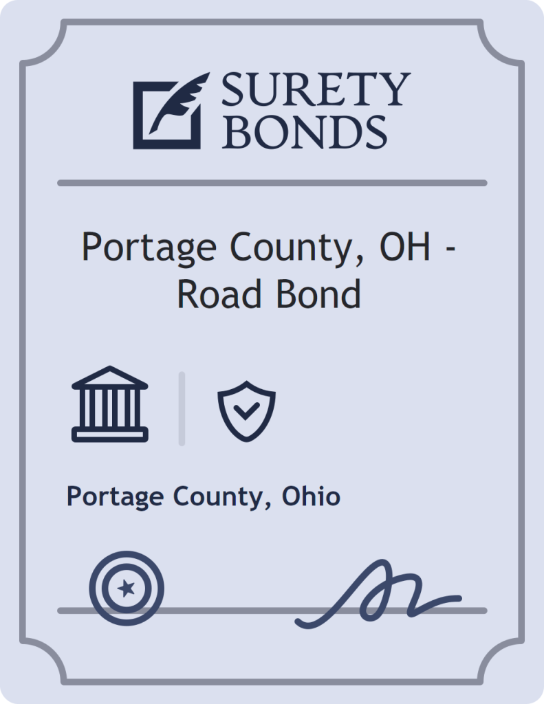 Surety bond badge for Portage County, OH - Road Bond