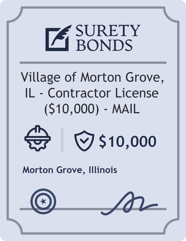 Surety bond badge for Village of Morton Grove, IL - Contractor License ($10,000) - MAIL