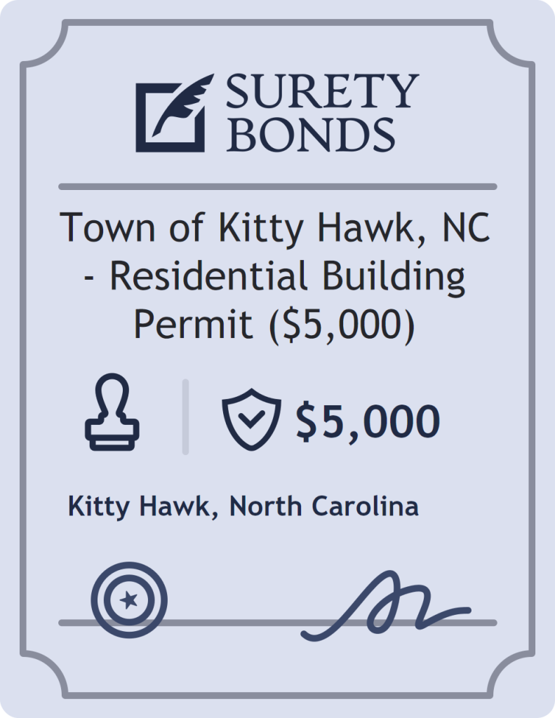 Surety bond badge for Town of Kitty Hawk, NC - Residential Building Permit ($5,000)