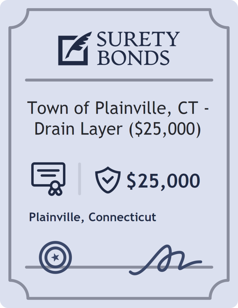 Surety bond badge for Town of Plainville, CT - Drain Layer ($25,000)
