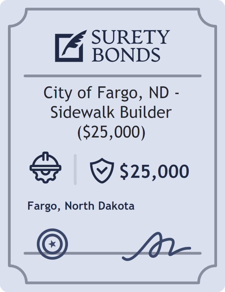 Surety bond badge for City of Fargo, ND - Sidewalk Builder ($25,000)