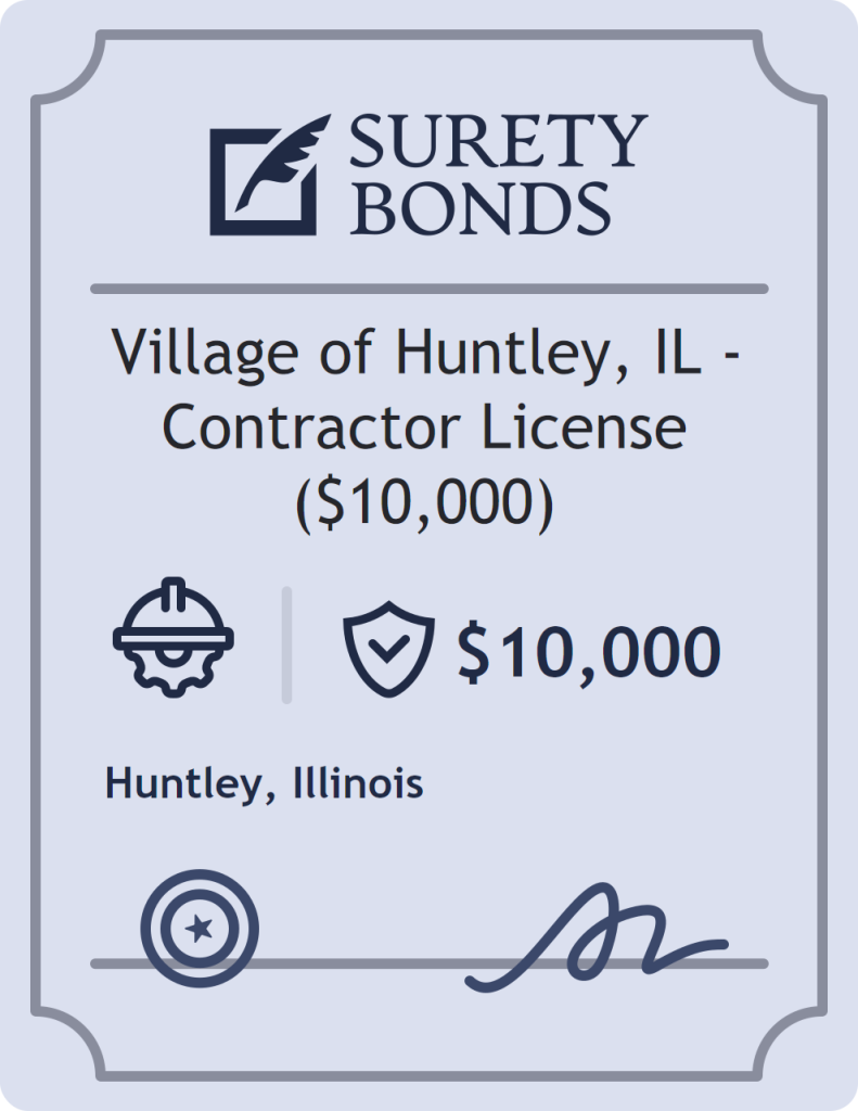 Surety bond badge for Village of Huntley, IL - Contractor License ($10,000)