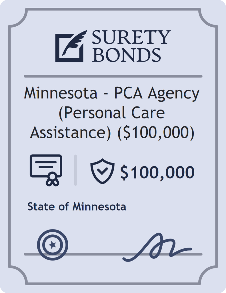 Surety bond badge for Minnesota - PCA Agency (Personal Care Assistance) ($100,000)