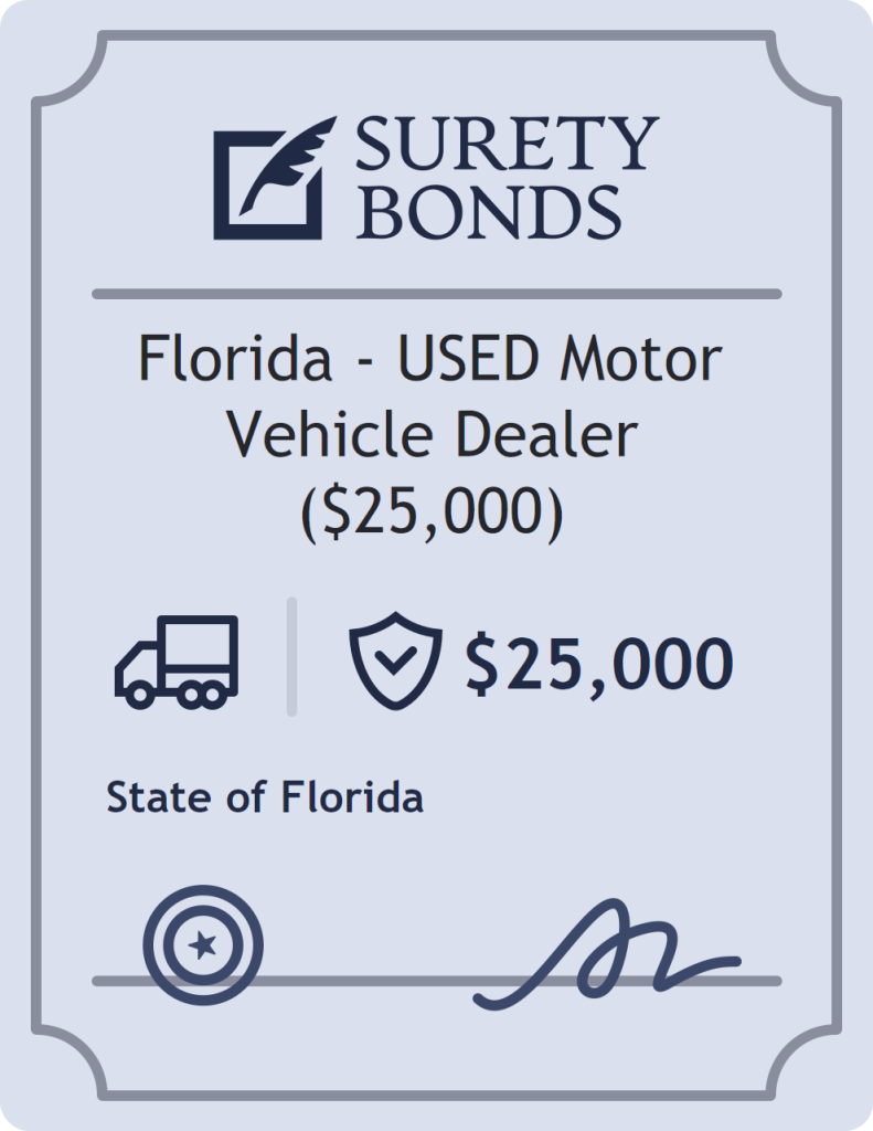 Surety bond badge for Florida - USED Motor Vehicle Dealer ($25,000)