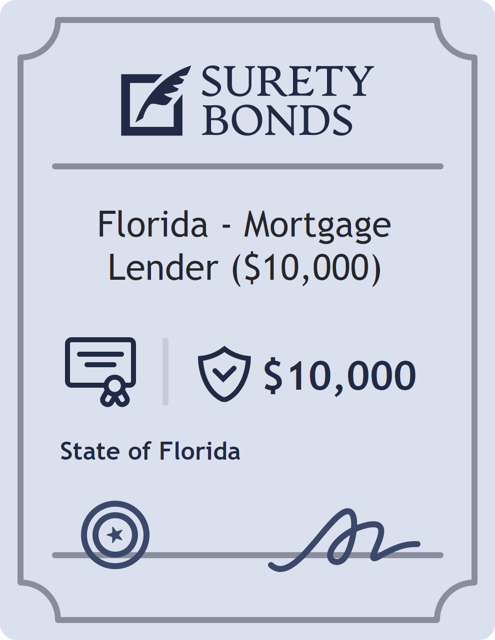 Surety bond badge for Florida - Mortgage Lender ($10,000)